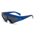 Futuristische Dreieck Sonnenbrille für Damen Herren, coole Tech-Stil Schild Sonnenbrille. - C4 Vollblauer Rahmen Graue Gläser