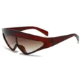 Futuristische dreieckige Sonnenbrille fur Damen und Herren, modische stylische Sonnenschutzbrille. - C5 Vollteebrauner Rahmen Verlaufstee Gläser