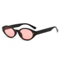 Retro ovale Sonnenbrille für Damen mit Stern-Dekor und UV-Schutz rosafarbene Gläser chic - C7 Glänzend Schwarz Rahmen Hellrosa Gläser
