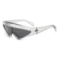 Future Sonnenbrille fur Damen und Herren, coole dreieckige Sci-Fi-Sonnenbrille mit klarem Rahmen. - C7 Hellgrauer Rahmen Graue Gläser