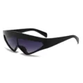 Futuristische Sci-Fi Sonnenbrille mit dreieckigem Schild-Gestell für Damen und Herren. - C8 Glänzend Schwarzer Rahmen Verlaufsgrau Gläser