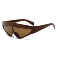 Futuristische Dreieck Sonnenbrille für Damen und Herren, stilvolle braune Schild Sonnenbrille. - C11 Solider Teebrauner Rahmen Teebraune Gläser