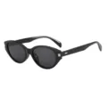 Gafas de sol de ojo de gato negras elegantes para mujer con protección UV y retro. - Montura Negra Lente Gris