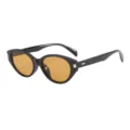 Gafas de sol cat-eye negras elegantes para mujer, lentes ámbar de moda con detalles metálicos. - Montura Negra Lentes de Té