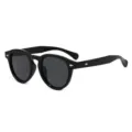 Klassische schwarze runde Sonnenbrille für Herren, Retro Vintage Stil mit Metallnieten. - C1 Schwarzer Rahmen Graue Gläser