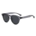 Klassische Vintage-Sonnenbrille mit rundem Rahmen, dunklen Gläsern und klarem grauem Gestell. - C5 Grauer Rahmen Schwarz Graue Gläser