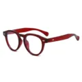 Klassische vintage runde Blaulichtfilter Brille für Damen und Herren mit rotem Rahmen. - C10 Rot Rahmen Klare Gläser