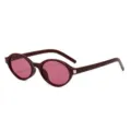 Retro runde Sonnenbrille mit dunkelrotem Gestell und rosa UV-Schutz-Gläsern für Damen und Herren. - Zitwerrot Rahmen Rote Linsen
