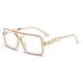 Modische quadratische Blaulichtfilter Brille mit Doppelsteg und hohlen Metallbügeln. - C2 Beige Gold Rahmen