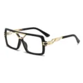 Große quadratische Blaulichtfilter Brille für Damen und Herren, modische Metallgestell Brille. - C1 Schwarz Gold Rahmen