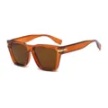 Lunettes de soleil carrées tendance avec monture transparente ambrée et verres marron chic. - Monture Thé Verres Thé