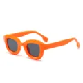 Modische orange quadratische Sonnenbrille fuer Damen und Herren, cooler Hip-Hop Punk Party Look. - C2 Oranger Rahmen/Schwarzgraue Linse