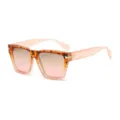 Lunettes de soleil carrées surdimensionnées tendance avec monture écaille et verres roses. - Monture Rose Verres Marron Rose