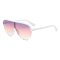 Trendy oversized shield sunglasses featuring a white frame and stylish gradient lenses. - White Frame/Purple Pink Gradient (SC2223)
