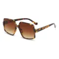 Gafas de sol cuadradas oversize con montura carey y lentes degradadas marrones elegantes. - Bisagra de Metal / Marco Carey Lente Té Degradado