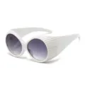 Retro oval oversized runway sunglasses for women, trendy white vintage fashion statement eyewear. - White Frame Gray Lens