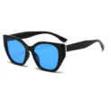 Gafas de sol oversize negras con lentes azules vibrantes para hombres y mujeres, estilo retro. - C5 Montura Negra Lentes Azules