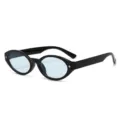 Schwarze ovale Sonnenbrille mit hellblauen Gläsern und Sternen, stilvoll chic. - C14 Glänzend Schwarz Rahmen Hellblaue Gläser