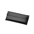 Portable black leather glasses case, minimalist wallet style folding design for sunglasses. - Black (No Buckle Case) / Black