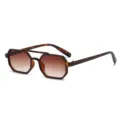 Retro Polygon Sunglasses Tortoise Shell Frame Brown Gradient Lenses Fashion Eyewear - Tortoiseshell