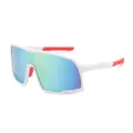 Gafas de sol deportivas de ciclismo unisex con lente de escudo reflectante de colores. - Montura Blanca Lente Azul Hielo