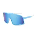 Gafas de sol deportivas azul claro para ciclismo con lente reflectante y varillas blancas. - Montura Azul Lentes de Espejo Azules