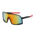 Sport Sonnenbrille Einteiliges Schild Outdoor Radfahren Radlerbrille Schwarz Rot Variant - Mattschwarzer Rahmen Orangerote Gläser