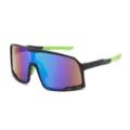 Radsport Sonnenbrille Herren Damen Outdoor Sport winddicht Angeln Fahrbrille trendige Schild - Mattschwarz Rahmen / Grünes Spiegelglas
