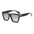 Lunettes de soleil carrées noires avec détails dorés, tendance mode et élégantes. - Monture Noire Verres Dégradé Vert
