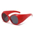 Vintage oversized oval sunglasses for women, unique red runway fashion eyewear style. - Red Frame with Dark Gray Lenses
