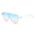 Modische Oversize Shield Sonnenbrille mit blau-rosa Farbverlauf und hellem Rahmen. - Blauer Rahmen/Blau-Rosa Verlauf (SC2223)