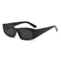 Black retro small rectangle sunglasses for women and men, stylish UV protection eyewear. - Metal Hinge / Black Frame Black Grey Lens