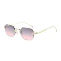 Chic rimless gradient sunglasses for women, luxury metal thick temple sun glasses stylish. - Gold Frame Gradient Gray Pink