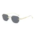 Luxury metal rimless sunglasses for women and men, fashion polygon cut edge sun glasses - Gold Frame Black Grey