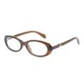Occhiali ovali marroni stile retro da donna montatura ottica chic accessorio alla moda. - C7 montatura marrone scuro con lenti bianche