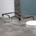 Klassische Halbgestell Blaulichtfilter Brille für Herren mit stilvollen Metallbügeln schwarz. - Schwarz und Silber / Ohne Sehstärke Blaulichtfilter
