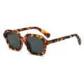 Stylish tortoise shell wave square sunglasses for women and men, trendy beach eyewear. - Metal Hinge / C3 Floral Print Grey