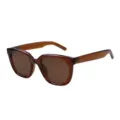 Stijlvolle bruine oversized zonnebril voor dames en heren met UV-bescherming rechthoekig. - Normale Lens (Metalen Scharnier) / Transparant Thee / Thee Lenzen