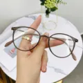 Ultra light tea colored anti blue light prescription glasses frame for women daily wear - Cold Tea