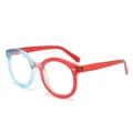 Fashion anti-blue light glasses frame large round red blue color blocking optical eyewear - Metal Hinge / Non-Prescription Blue Light Blocking / Blue Red Gradient Frame