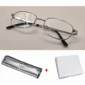 Gafas de lectura de vidrio de cristal para hombres y mujeres con montura de metal. - 1.00 Dioptrías / Marco Plateado (Con Estuche & Paño)