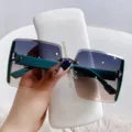 Modernas gafas de sol cuadradas grandes con degradado para mujer y protección UV. - Bisagra de Metal / Marco Verde Lente Degradada Azul Té
