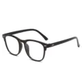 Retro schwarze Brillengestelle für Damen und Herren, leichte optische Brille mit Nieten. - Leeres Brillengestell (ohne Gläser) / Schwarz