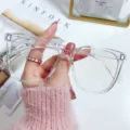 Transparente Blaulichtfilter Brille modische große Fassung Damen Trend Stil Alltag. - Leeres Brillengestell (ohne Gläser) / Klarweiß