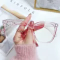 Transparente rosa übergroße Blaulichtfilter Brille, modische koreanische Damenoptikbrille. - Leeres Brillengestell (ohne Gläser) / Transparentes Rosa