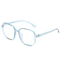 Montura de gafas cuadrada grande anti luz azul para mujer lentes transparentes moda - Solo Marco (Sin Lentes) / Azul