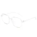 Gafas transparentes de mujer, montura cuadrada grande anti luz azul para ordenador SKU. - Marco Transparente / Lente Plana (Sin Grado)
