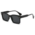 Fashion black square sunglasses for men and women, trendy vintage chic sun eyewear for street style. - Regular / Glossy Black Gray Lens