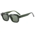 Klassische dicke quadratische Sonnenbrille für Damen und Herren zum Fahren und Alltag - Metallscharnier-Stil / Grüner Rahmen / Grüne Gläser