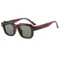 Chic dicke quadratische Sonnenbrille für Damen und Herren, Retro rote Schildpatt UV400 Brille. - Metallscharnier-Stil / Schildpatt Rahmen Grüne Linsen